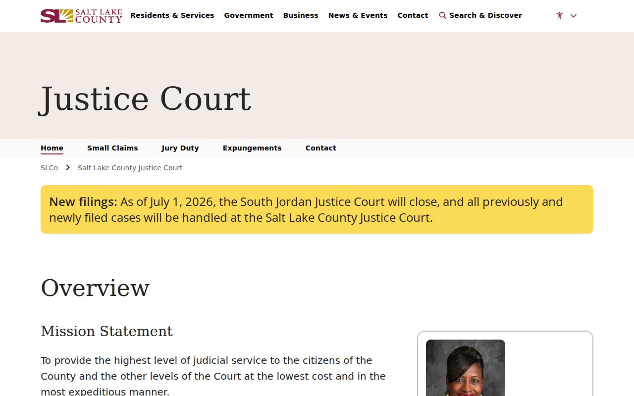 Salt Lake County criminal court case Justice Court access