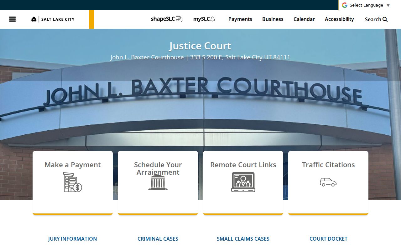 Salt Lake City Justice Court source for municipal criminal record checks