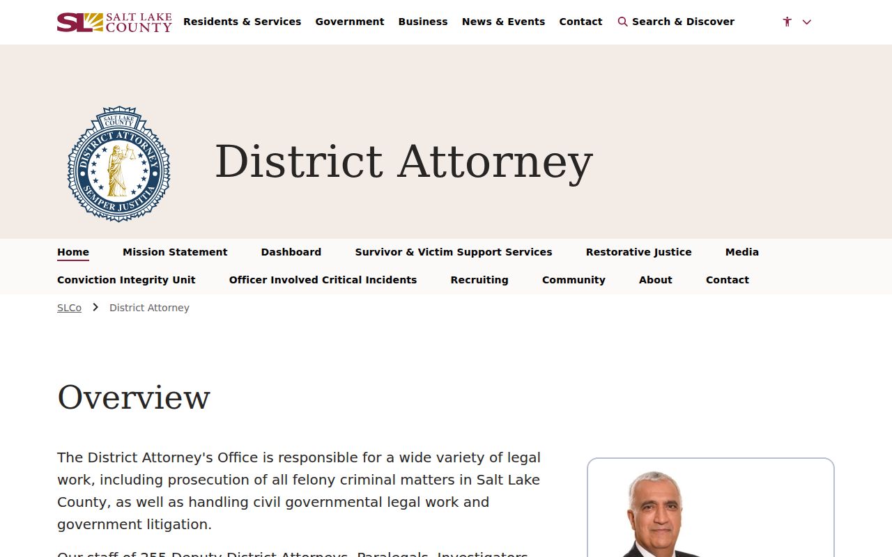 Salt Lake County District Attorney criminal charge records