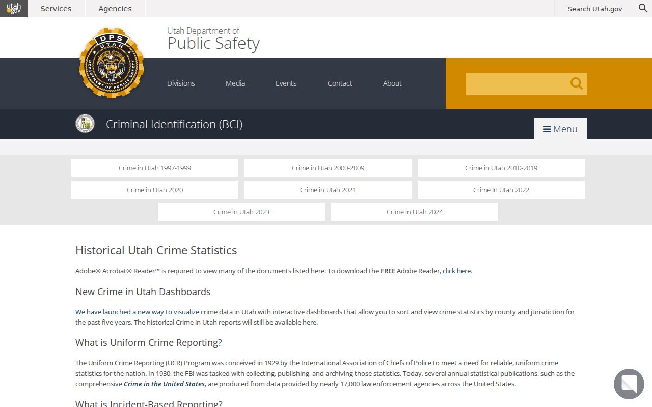 Utah crime statistics source supporting Salt Lake County registry context